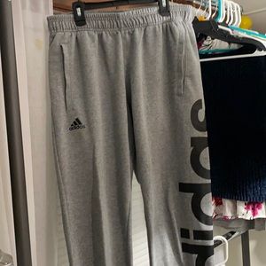 Gray and black logo Adidas jogger sweatpants
